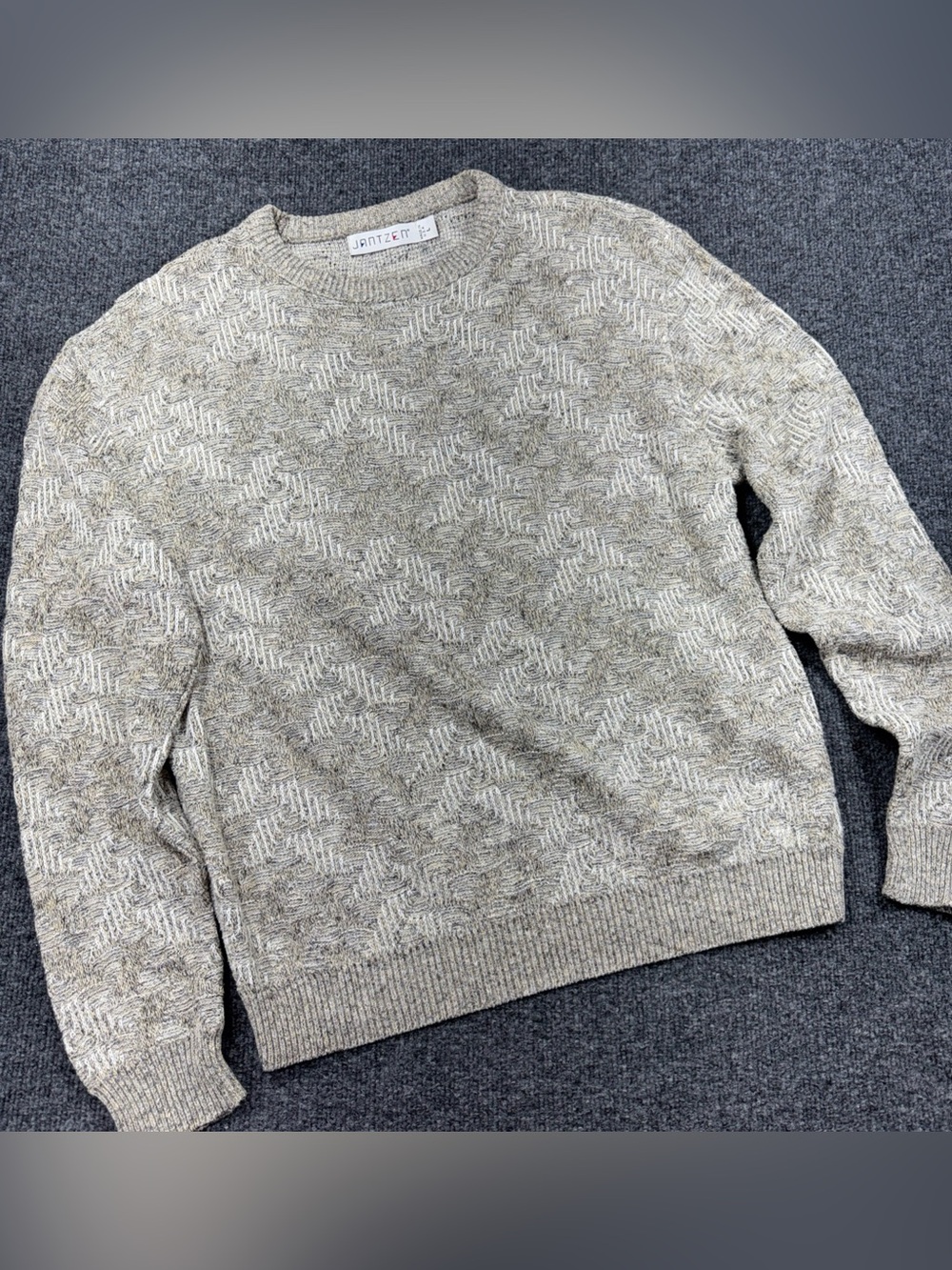 Vintage Jantzen Sweater Beige Gray Men’s Large 1980’s